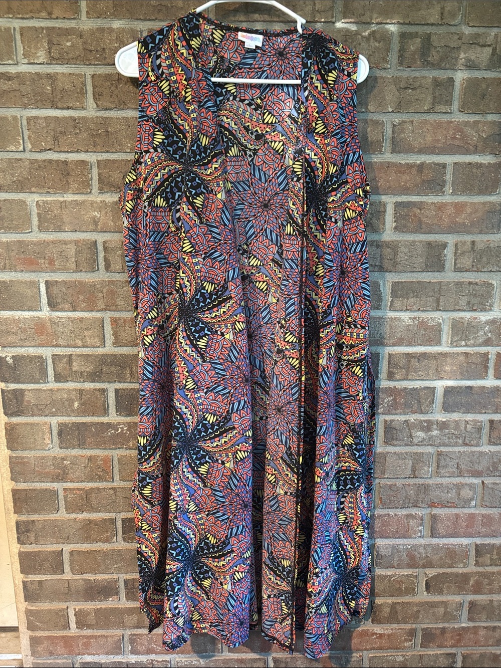 LuLaRoe Sleeveless Multi-Color Patterned Cardigan